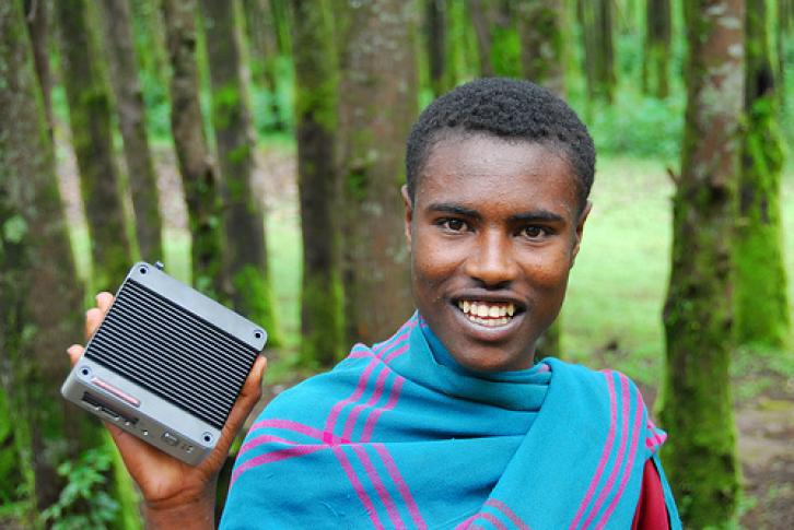 User with green PC