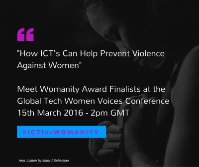 image linking to A conversation with the Womanity Award Finalists: How ICTs can help prevent violence against women