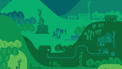 Image; Extract from the GISWatch 2018 cover illustration by Matias Bervejillo. image linking to Launch of the 2018 edition of GISWatch on community networks at the IGF
