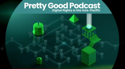  image linking to EngageMedia's Pretty Good Podcast: Protecting the stories of marginalised people in the digital space