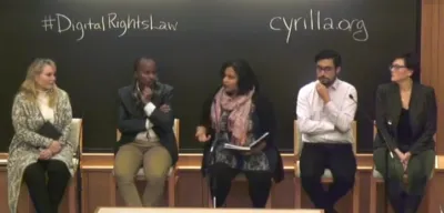 Image: Screenshot taken from the panel video. image linking to Cyberlaw and human rights: Intersections in the global South
